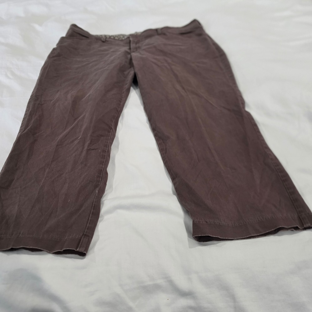 Lee Natural Straight Leg Pants Women 22W Petite Brown Excellent Stretch Pockets